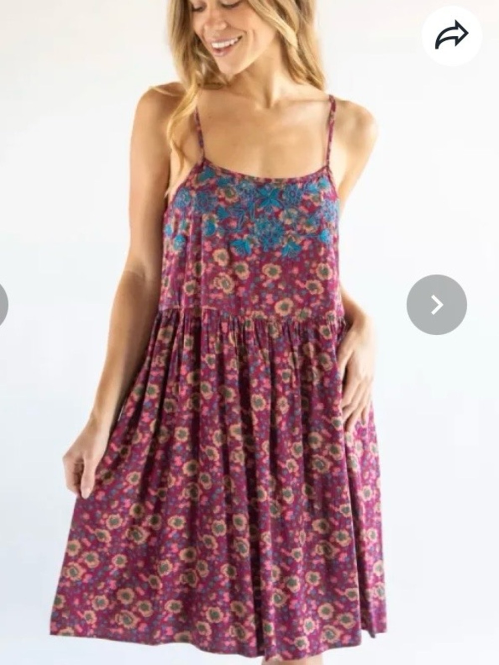NATURAL LIFE Sara Embroidered Mini Dress, Cranberry, Size Medium - Picture 4 of 12